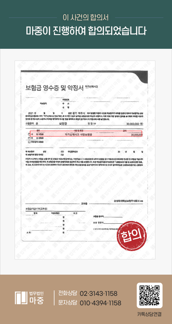 이삿짐 센터 사다리차 작업 중 추락 사망 / 자동차 사고 사망보험금 3천만원 합의 판결문 이미지 1