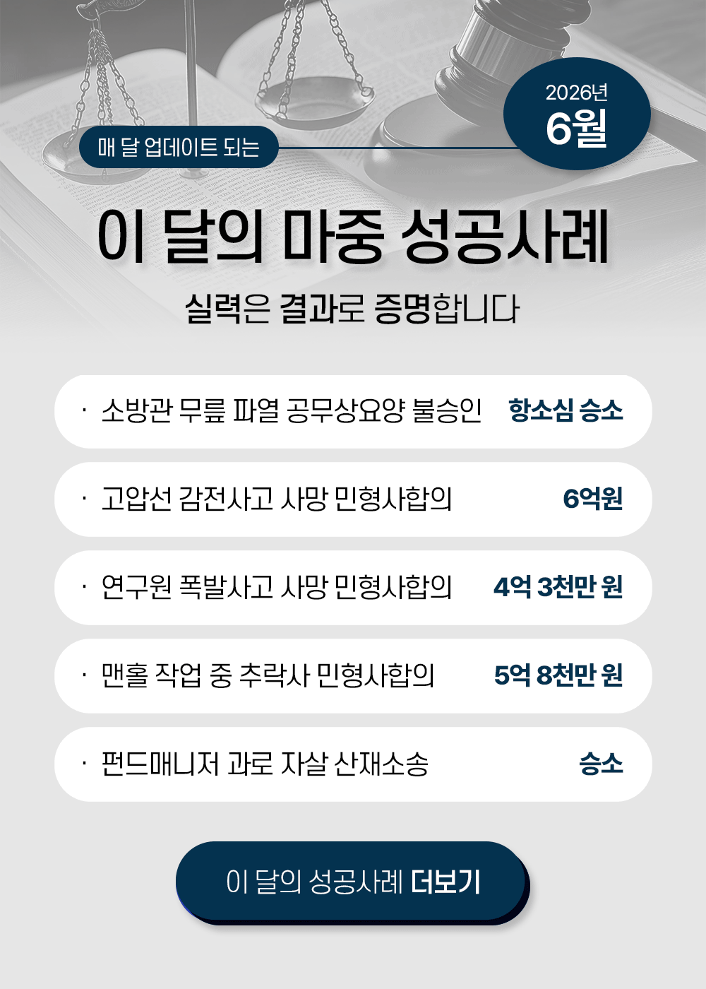 2026년 6월  산재 전문 변호사 이달의 마중 성공사례