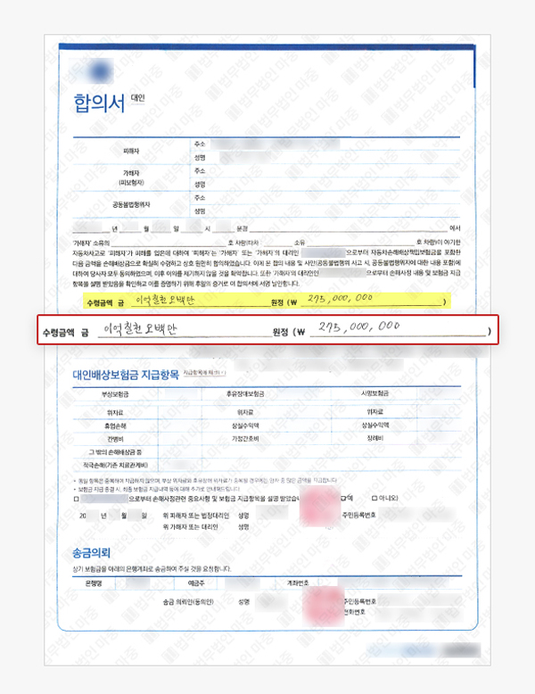 판결문 5 - 음주운전 사망사고 피해자 유족 특인 합의 2억 7500만 원 보상