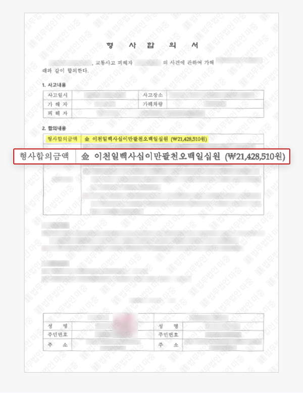 판결문 8 - 음주운전 뺑소니 사망 피해자 형사합의 및 사망보험금 1억 5000만 원 보상