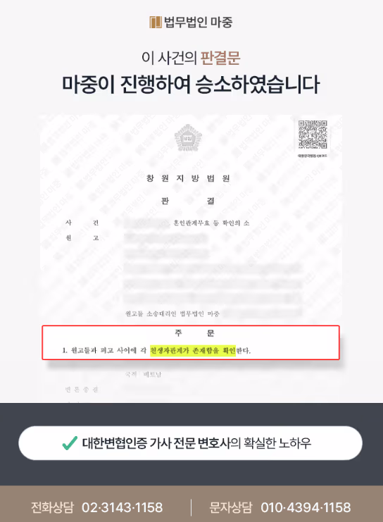 유책배우자 혼인무효 및 친생자관계 확인 소송