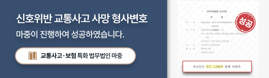 통영교통사고전문변호사가 진행한 신호위반 교통사고 사망사고 벌금형 판결문 이미지