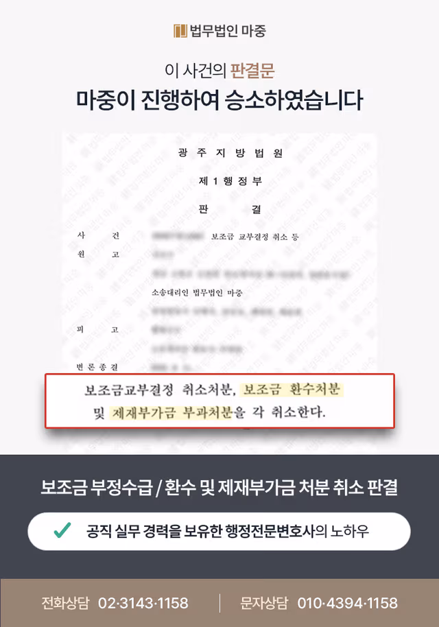 지방보조금 부정수급, 부정수급 행정심판