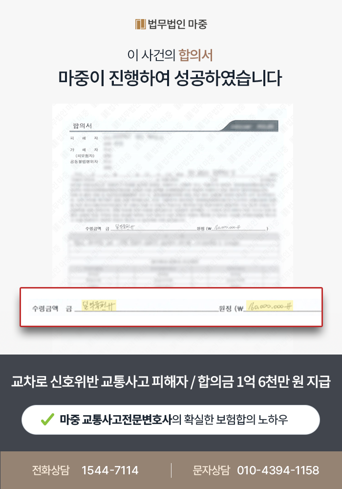교차로 신호위반 교통사고 | 교통사고손해사정사가 피해자 합의금 1억 6천만 원 지급받은 사례 판결문 이미지 1