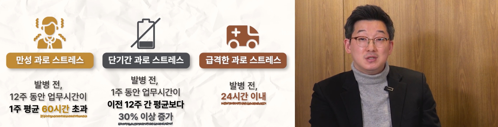 돌연사산재 심장마비산재 만성과로 단기과로 급성과로